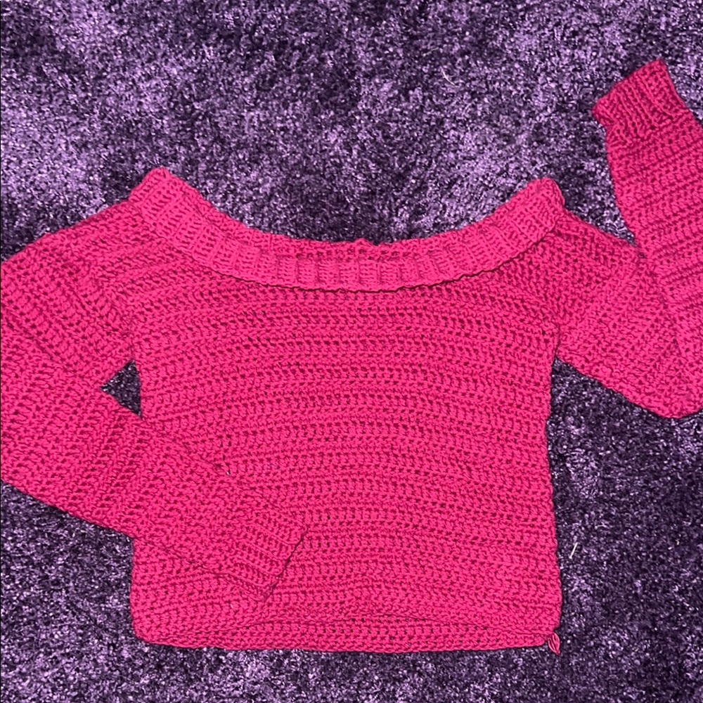 Handmade Crochet Off-Shoulder Sweater